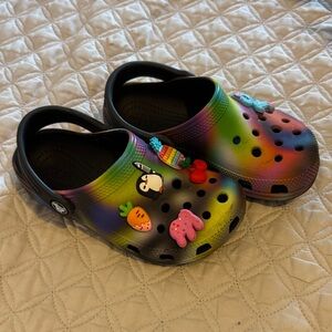 CROCS Kids Rainbow Gradient Clogs with Charm Decorations